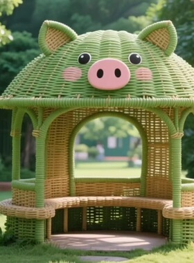 户外休闲庭院凉亭景区拍照打卡藤编小屋室外落地创意仿真卡通小屋