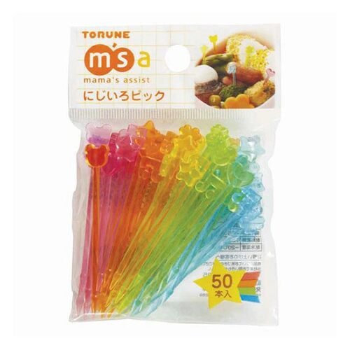 TORUNE 糖果色音符便当签 彩色卡通水果甜品装饰签 水晶款食物签 - 图1