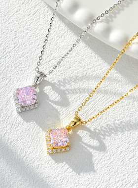 镶钻轻奢纯银项链送女友礼物