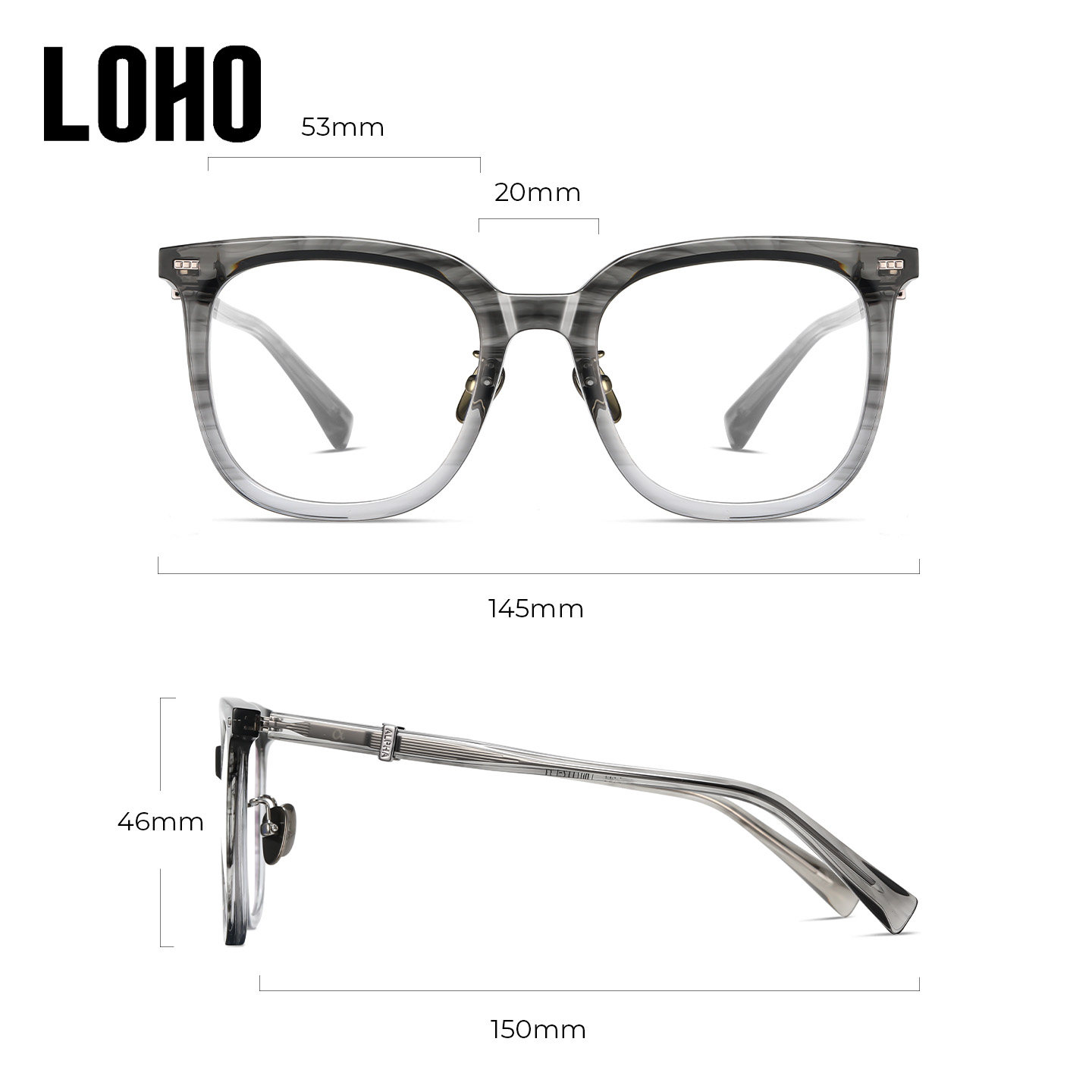 LOHO商场同款修颜方框近视眼镜防蓝光修饰脸型可配镜片LH07112,淘宝优惠券,粉丝福利购,淘宝优惠卷