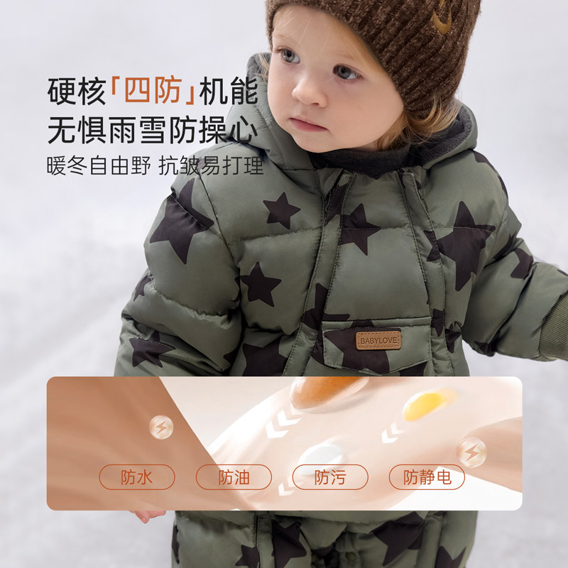 babylove婴儿羽绒连体衣冬季加厚防寒保暖羽绒服宝宝三防连帽哈衣,淘宝优惠券,粉丝福利购,淘宝优惠卷