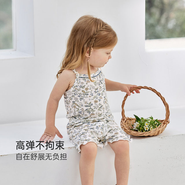 Babylove ເດັກນ້ອຍຍິງຊຸດ summer modal suspender ເທິງສັ້ນສອງສິ້ນຊຸດ summer dress ສໍາລັບນັດ summer