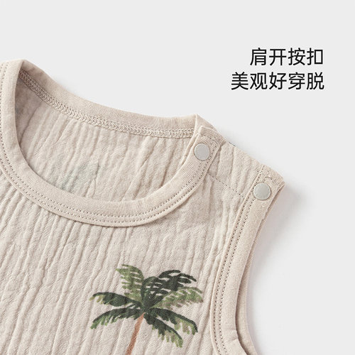 babylove婴儿背心包屁衣夏季纯棉纱布透气宝宝三角哈衣爬服夏装 - 图2