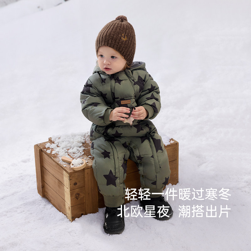 babylove婴儿羽绒连体衣冬季加厚防寒保暖羽绒服宝宝三防连帽哈衣,淘宝优惠券,粉丝福利购,淘宝优惠卷