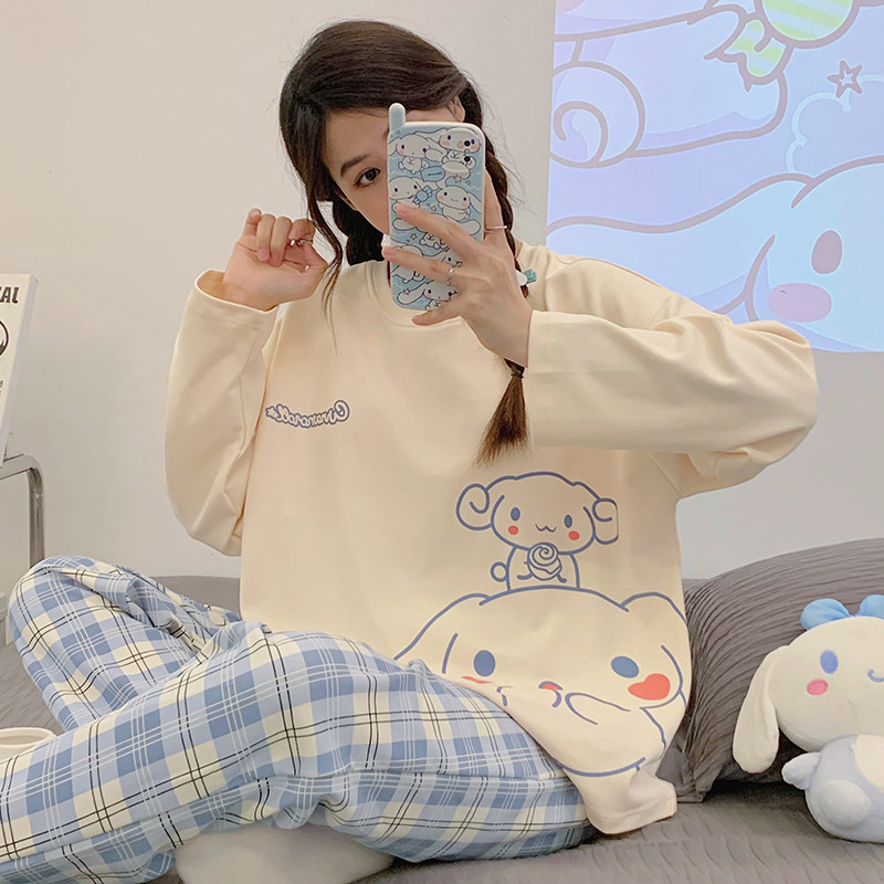 啄木鸟女式可外穿长袖睡衣套装