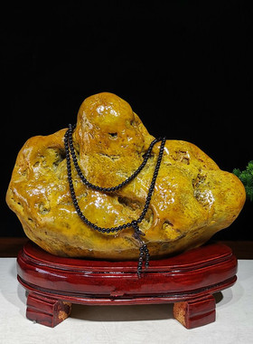 黄蜡石头水冲原石天然摆件室内客厅桌面黄龙玉黄色装饰石中式观赏