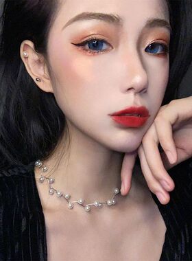 珍珠项链日韩颈带简约仙女树杈锁骨链短款choker颈链项圈吊坠