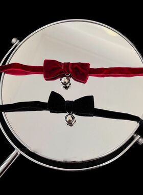 脖子大小铃铛项圈女蝴蝶结choker圣诞节粗项链颈环颈带红色颈链