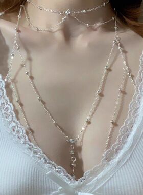 纯欲choker项链辣妹身体链胸链欧美性感立体后背链设计锁骨链颈链