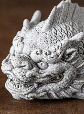 青砂石装饰中式桌面龙鱼鱼缸造景