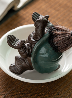 陶瓷笔托卡通茶桌乌龟桌面摆件