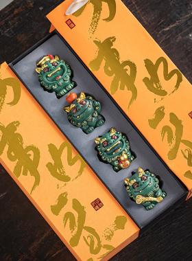 聚帙国潮风狮爷彩金福禄如意摆件