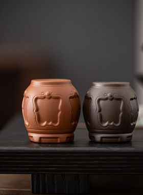 紫砂盖置中式茶桌鼓形茶宠锣鼓