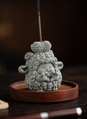 创意福羊好柿花生线香插茶宠摆件