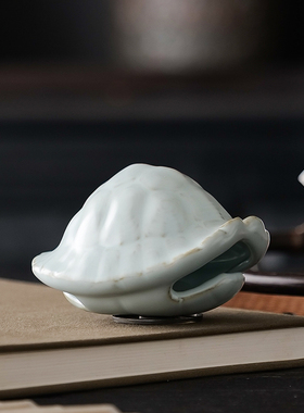 汝窑招财中式茶桌龟壳乌龟茶宠