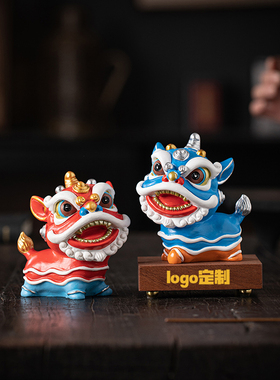 聚帙树脂招财国潮风桌面醒狮礼品