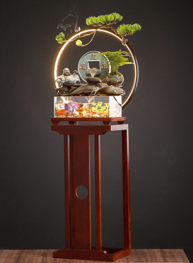 新中式仿古实木花架子置物架摆件榆木落地式花几家用客厅玄关软装