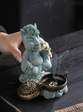 新中式午马大师盘香炉套组摆件