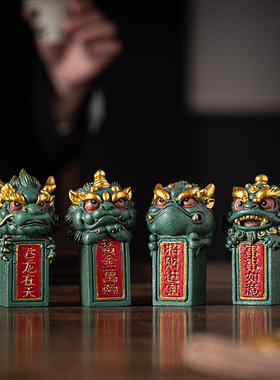 青砂石招财新中式书房金蟾镇纸