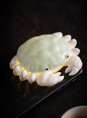 陶瓷招财可爱桌面螃蟹八方来财