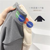 Male and female children semi-high collar blouses T-shirt 2023 autumn winter new children warm and thickened long sleeve dush undershirt