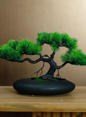 富贵迎客松假花仿真花摆