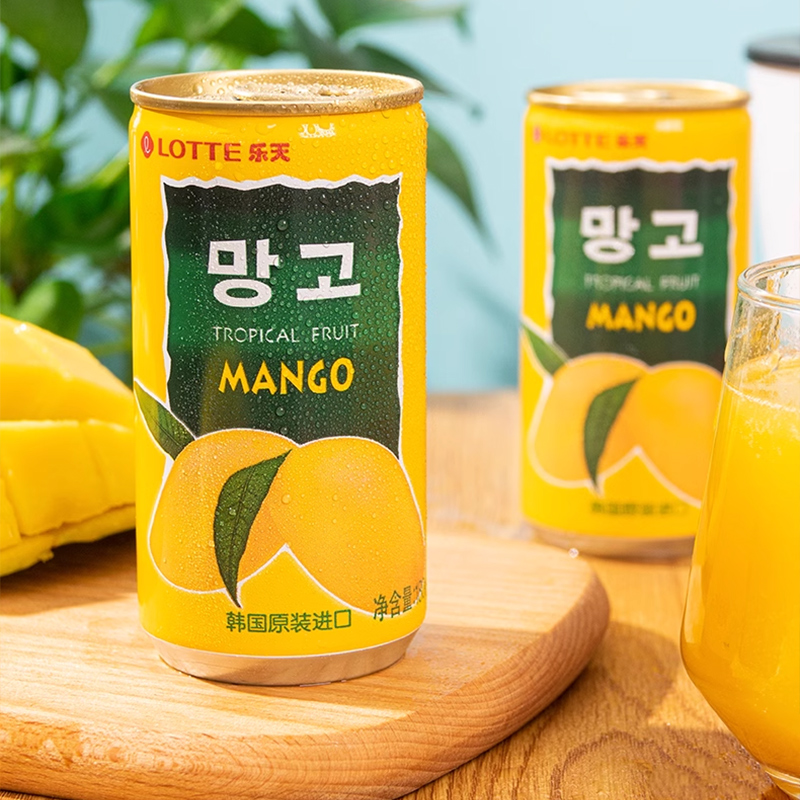 韩国进口Lotte乐天芒果汁饮料180ml*5/10罐原装夏季网红罐装饮品 - 图0