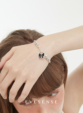 EVESENSE原创黑色珐琅蝴蝶结手链