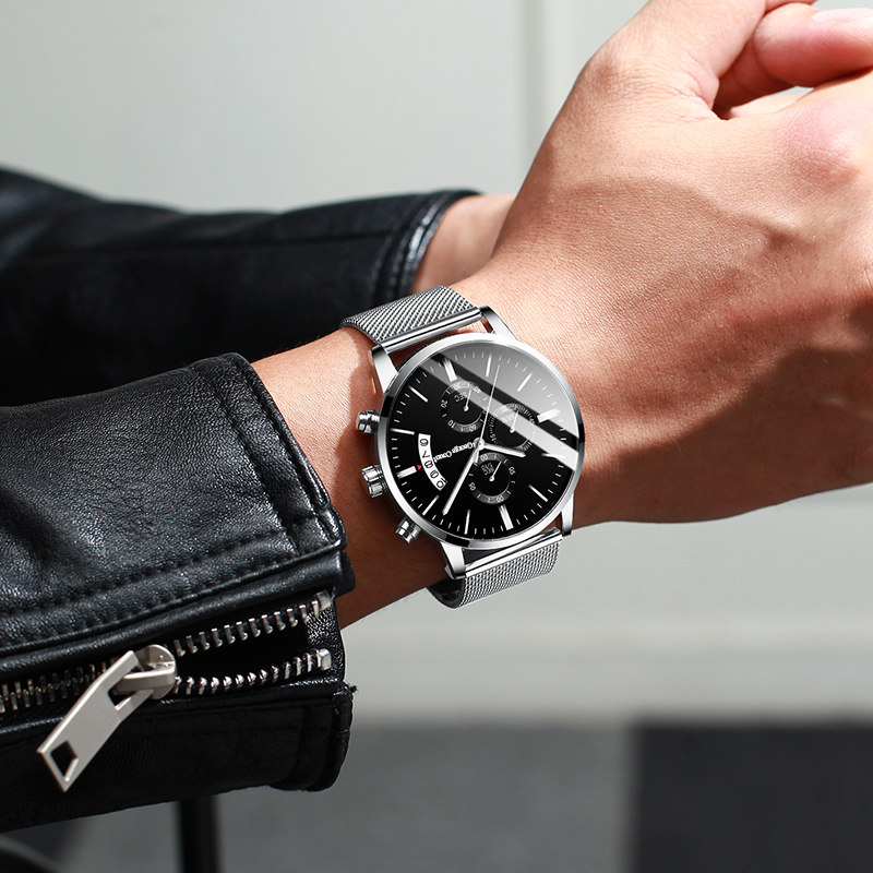 概念全自动韩版潮流高中钢带机械表 乔治伯爵手表国产腕表