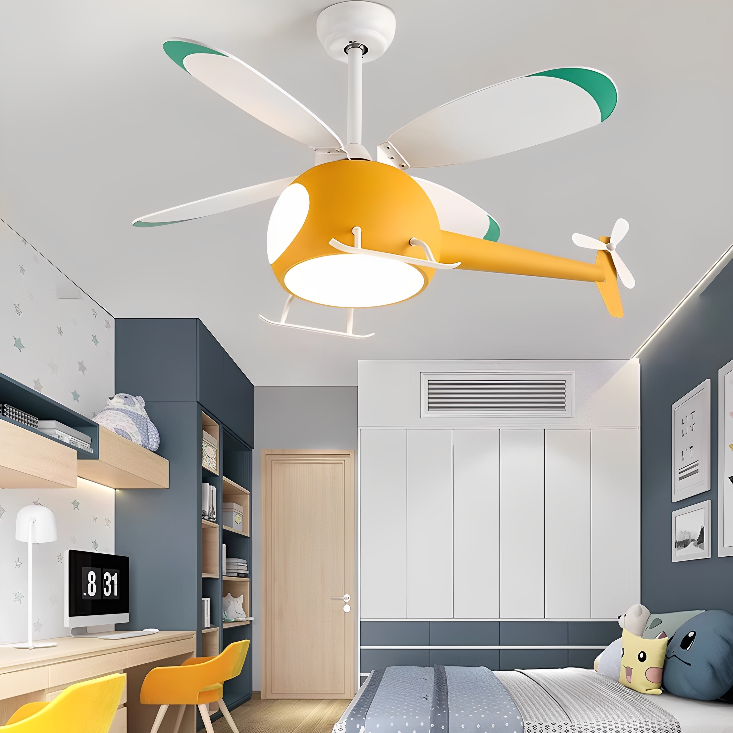 雷士照明儿童房吊灯创意卡通飞机卧室灯电扇风扇灯吊扇灯具,淘宝优惠券,粉丝福利购,淘宝优惠卷