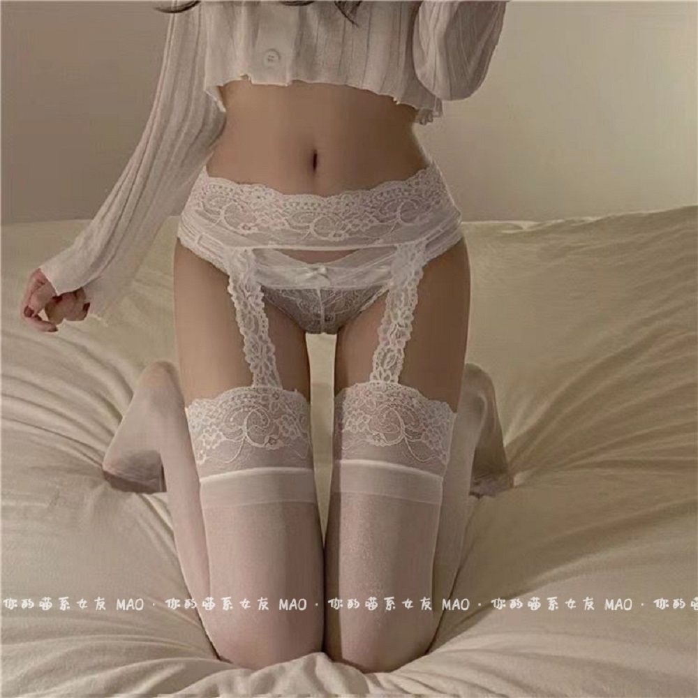 黑丝一体式吊带丝袜超薄性感过膝长筒袜蕾丝花边情调白丝大腿袜女,淘宝优惠券,粉丝福利购,淘宝优惠卷