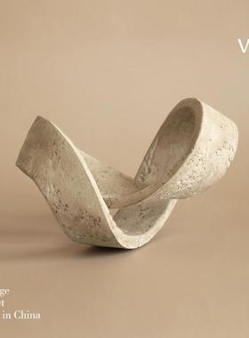 侘寂风树脂几何环形摆件酒柜装饰