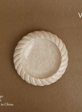 轻奢大理石手工雕花边果盘摆件