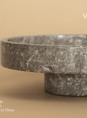 轻奢大理石圆形高脚果盘摆件