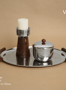 印度进口法式中古不锈钢烛台摆件