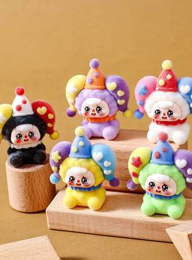 植绒马戏团小丑萌粒公仔桌面装饰小摆件直播 diy饰品创意礼品摆件