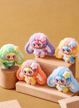 植绒大耳兔娃三岁潮玩萌粒盲袋 diy饰品配件钥匙扣挂件车载小摆件