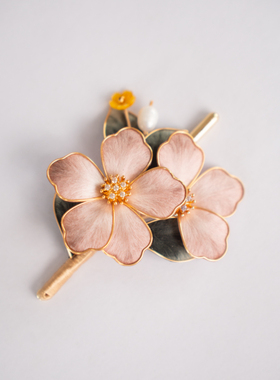 扬州绒梅绮绒花 老字号绒花非遗蚕丝手工制作日常百搭玫瑰粉胸针