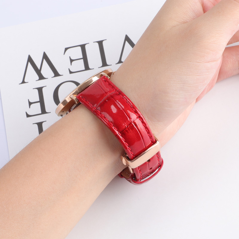 dw真皮蝴蝶扣天梭罗西尼飞亚达表带 丹灵公主配件