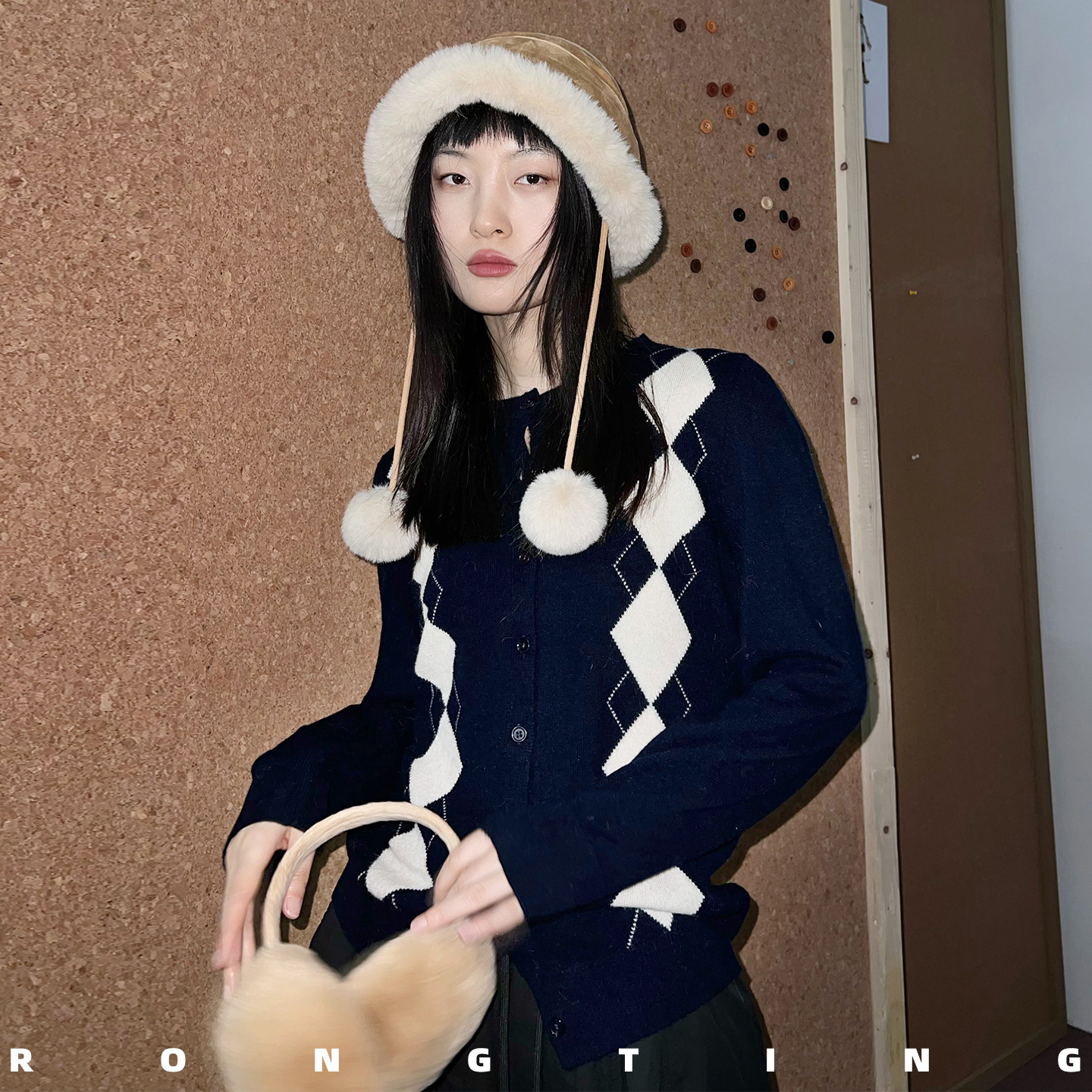 【所有女生的衣橱直播间】绒汀【菱形格】100%纯羊毛衫女打底毛衣,淘宝优惠券,粉丝福利购,淘宝优惠卷