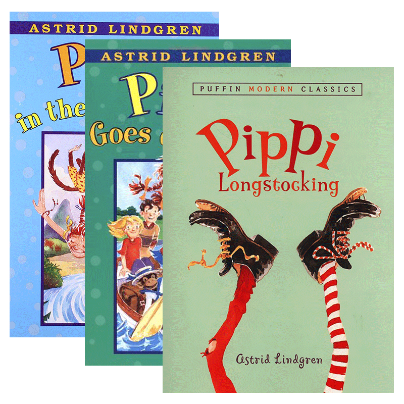 Pippi Longstocking 英文原版 长袜子皮皮开船了/在南海系列3册 国际安徒生奖 林格伦作品 英文版 进口原版英文书 英语书籍