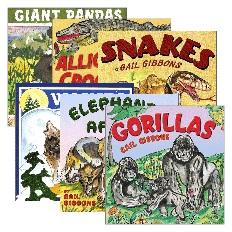 英文原版 野生动物系列6册套装 Gail Gibbons 盖尔吉本斯少儿百科系列 鳄鱼/大象/大熊猫/大猩猩/蛇/狼 英文版 进口英语原版书籍