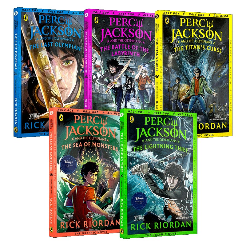 英文原版 Percy Jackson The Graphic Novel 波西·杰克逊漫画版1-5册 全彩漫画小说 魔兽之海/最终之神 英文版 进口英语原版书籍