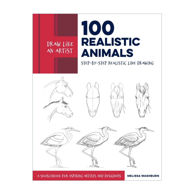 英文原版 Draw Like an Artist 100 Realistic Animals 像艺术家一样画画 100种真实动物 英文版 进口英语原版书籍