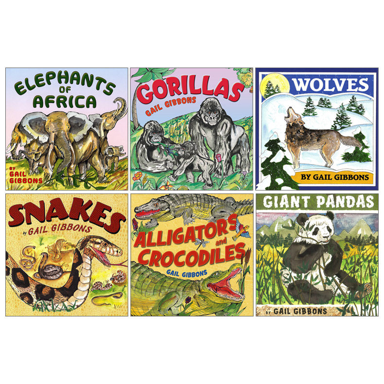 英文原版 野生动物系列6册套装 Gail Gibbons 盖尔吉本斯少儿百科系列 鳄鱼/大象/大熊猫/大猩猩/蛇/狼 英文版 进口英语原版书籍