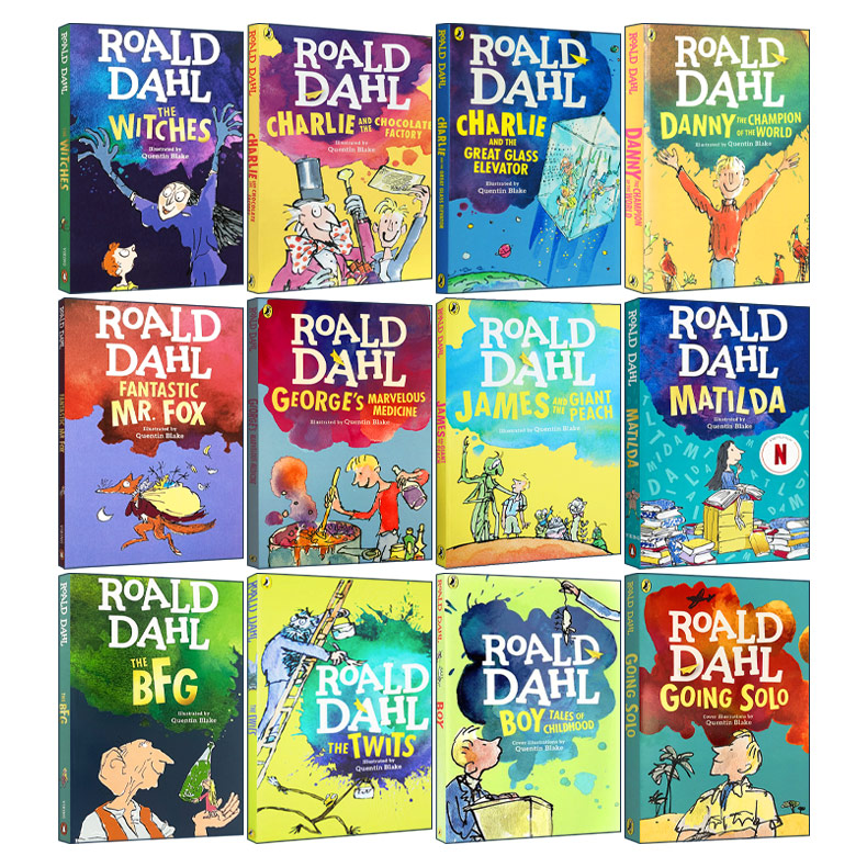 Roald Dahl 罗尔德达尔的书12本全套英文版 查理和巧克力工厂 女巫 英文原版小说英语故事章节桥梁书儿童文学书籍