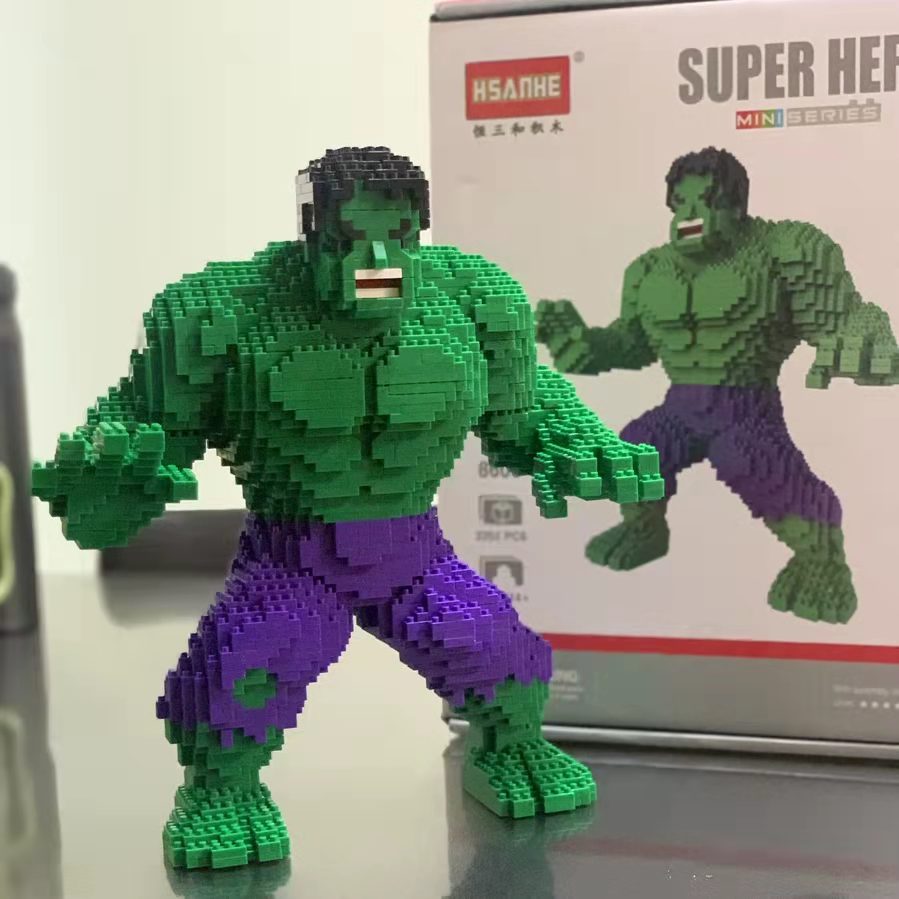 小颗粒蜘蛛侠美国队长绿巨人浩克益智成年高难度拼装DIY积木玩具