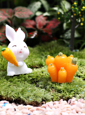 小白玉兔子中秋月饼桌面创意迷你装饰绿植物微景观多肉小盆栽摆件