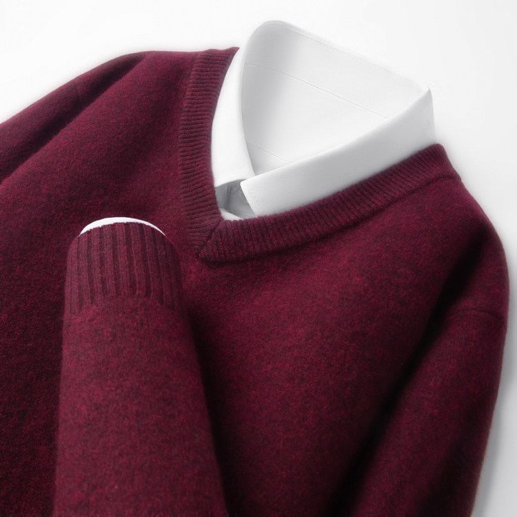 鄂尔多斯市100%纯山羊绒男士V领套头毛衣加厚商务冬季打底羊毛衫,淘宝优惠券,粉丝福利购,淘宝优惠卷