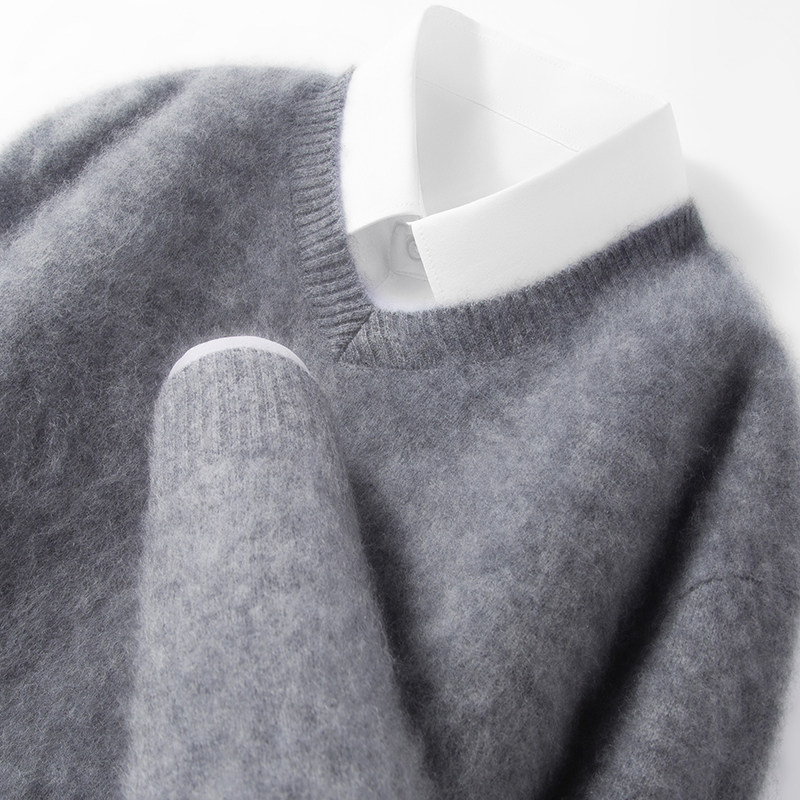 鄂尔多斯市100%纯山羊绒衫男V领针织毛衣冬季加厚拉毛绒感羊毛衫,淘宝优惠券,粉丝福利购,淘宝优惠卷